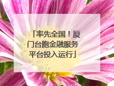 率先全国！厦门台胞金融服务平台投入运行