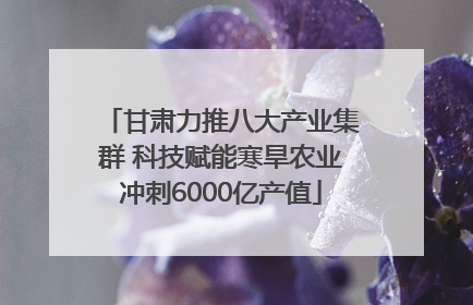 甘肃力推八大产业集群 科技赋能寒旱农业冲刺6000亿产值