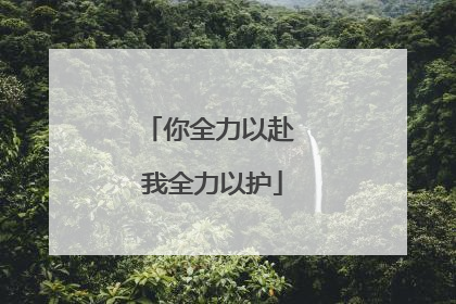 你全力以赴 我全力以护