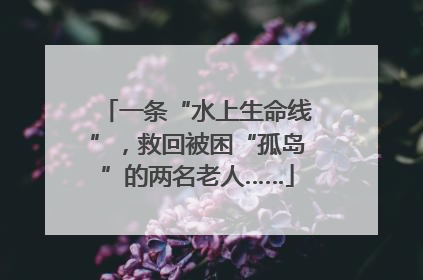 一条“水上生命线”，救回被困“孤岛”的两名老人……