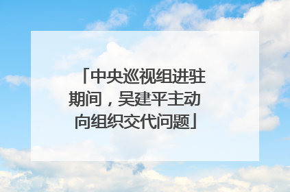 中央巡视组进驻期间，吴建平主动向组织交代问题