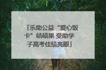乐助公益“爱心饭卡”结硕果 受助学子高考佳绩亮眼
