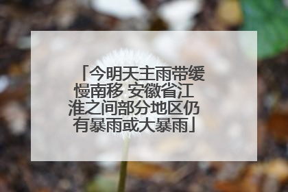 今明天主雨带缓慢南移 安徽省江淮之间部分地区仍有暴雨或大暴雨