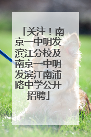 关注！南京一中明发滨江分校及南京一中明发滨江南浦路中学公开招聘