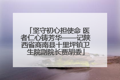 坚守初心担使命 医者仁心铸芳华——记陕西省商南县十里坪镇卫生院副院长贾胡委