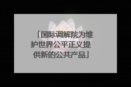 国际调解院为维护世界公平正义提供新的公共产品