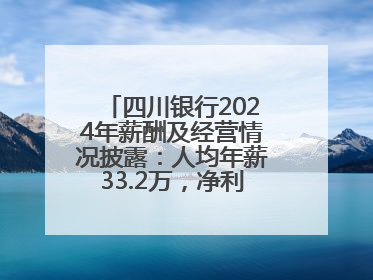 四川银行2024年薪酬及经营情况披露：人均年薪33.2万，净利润突破20亿