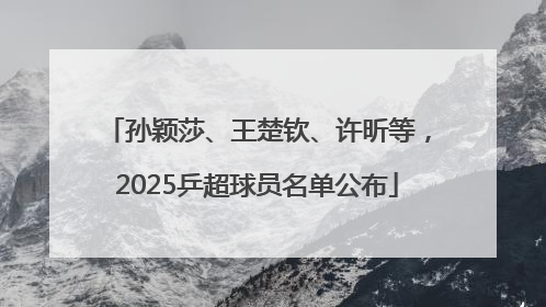 孙颖莎、王楚钦、许昕等，2025乒超球员名单公布