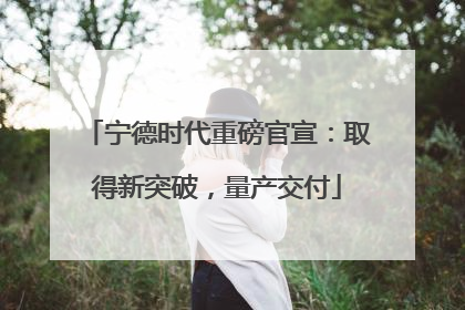 宁德时代重磅官宣：取得新突破，量产交付