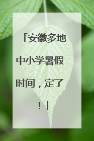 安徽多地中小学暑假时间，定了！