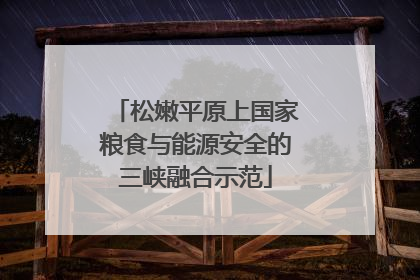 松嫩平原上国家粮食与能源安全的三峡融合示范