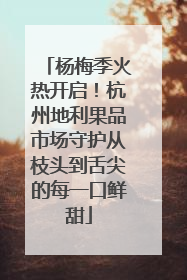杨梅季火热开启！杭州地利果品市场守护从枝头到舌尖的每一口鲜甜