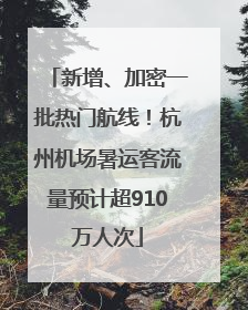 新增、加密一批热门航线！杭州机场暑运客流量预计超910万人次