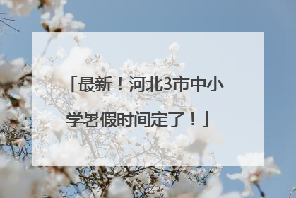 最新！河北3市中小学暑假时间定了！