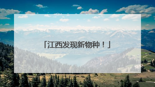 江西发现新物种！