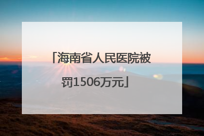 海南省人民医院被罚1506万元