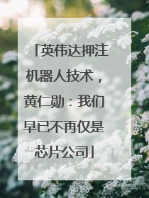 英伟达押注机器人技术，黄仁勋：我们早已不再仅是芯片公司