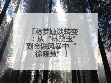 蒋梦婕谈转变：从“林黛玉”到金融风暴中“徐晓慧”