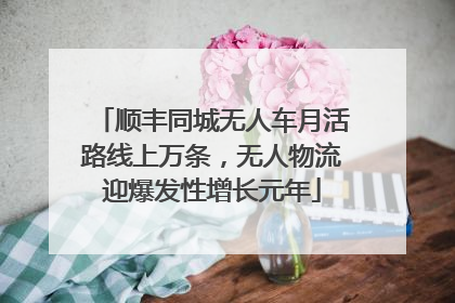 顺丰同城无人车月活路线上万条，无人物流迎爆发性增长元年