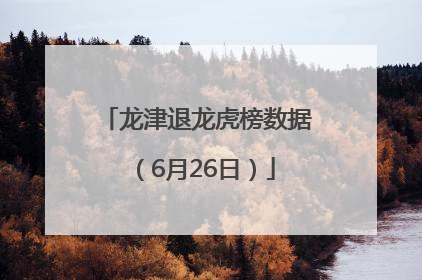 龙津退龙虎榜数据（6月26日）