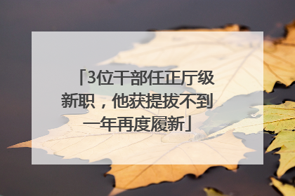 3位干部任正厅级新职，他获提拔不到一年再度履新